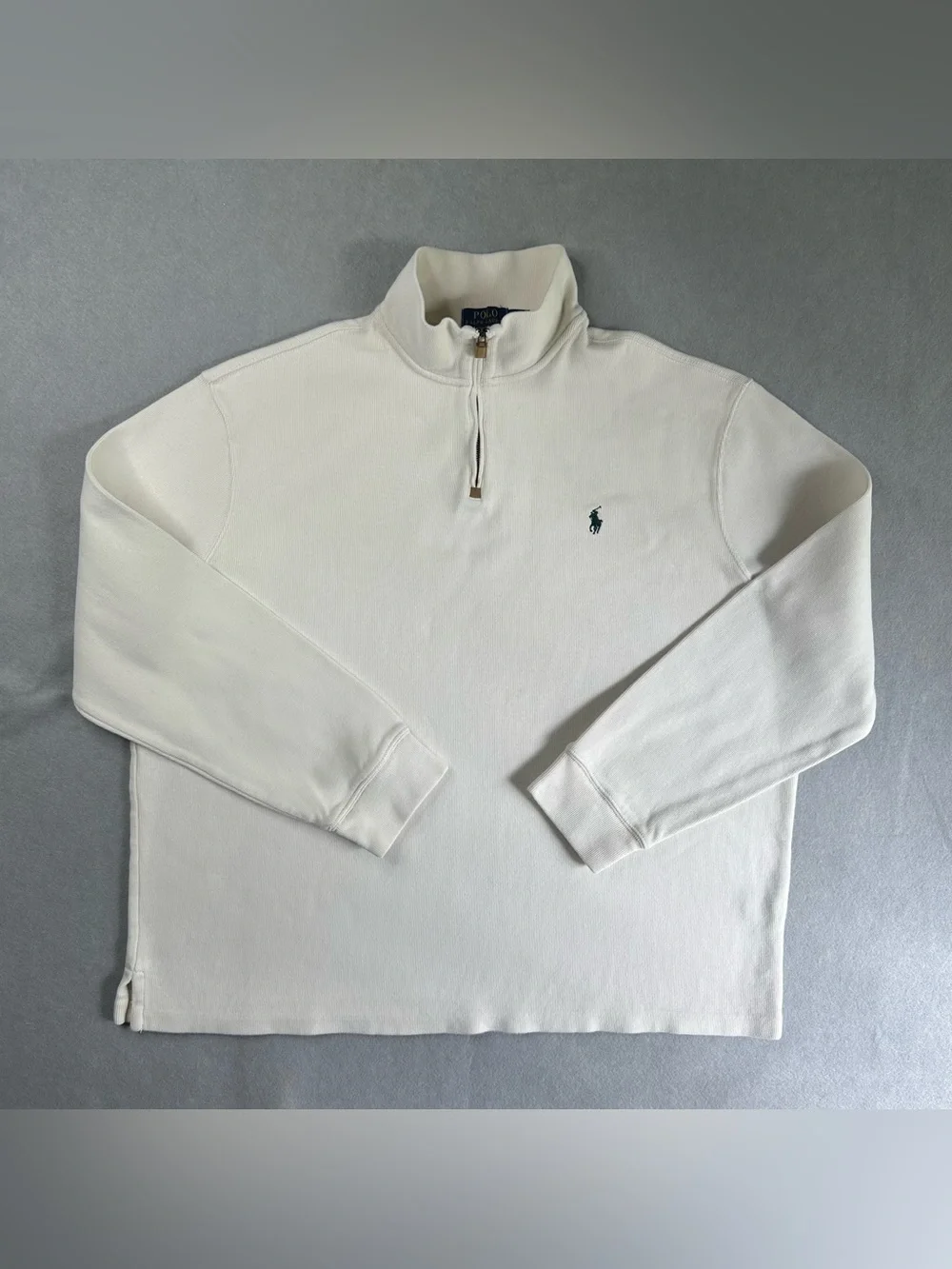 Polo by Ralph Lauren Cream Quarter-Zip Pullover with Navy Pony